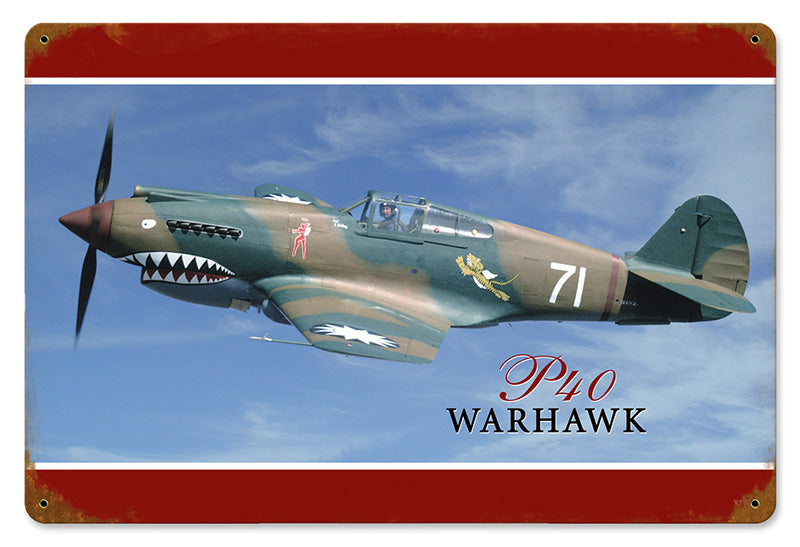 P-40 Warhawk Metal Sign 18X12