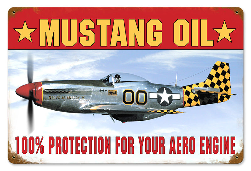 Mustang OIL Metal Sign 18X12