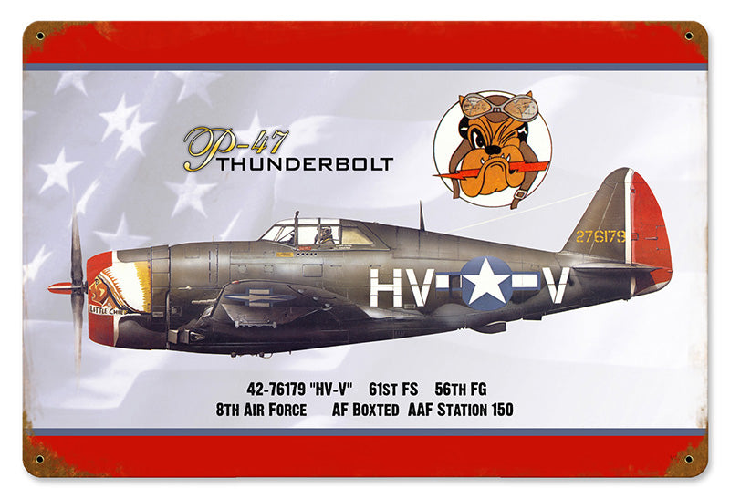 P-47 DOG Face Metal Sign 18X12