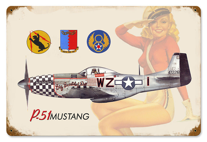 P-51 Salute Metal Sign 18X12