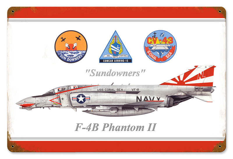 Phantom Sundowner Metal Sign 18X12