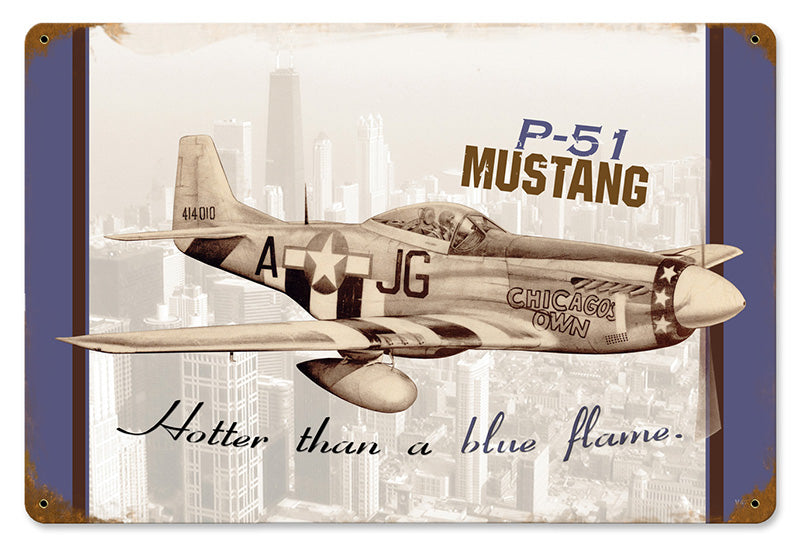 P-51 Chicago Metal Sign 18X12