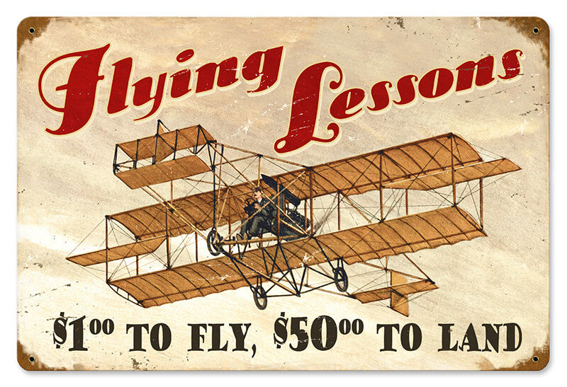 Flying Lessons Metal Sign 18X12