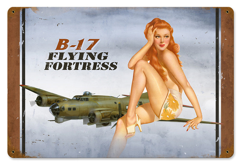 B-17 Redhead Metal Sign 18X12