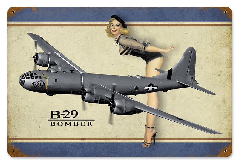 B-29 Bomber Legs Metal Sign 18X12