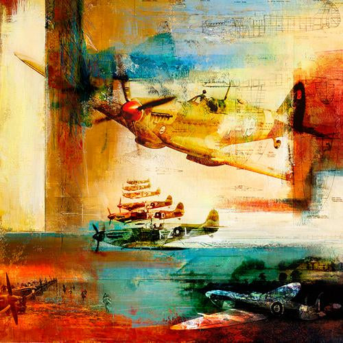 Martin Young ART Supermarine Spitfire Print 20X20