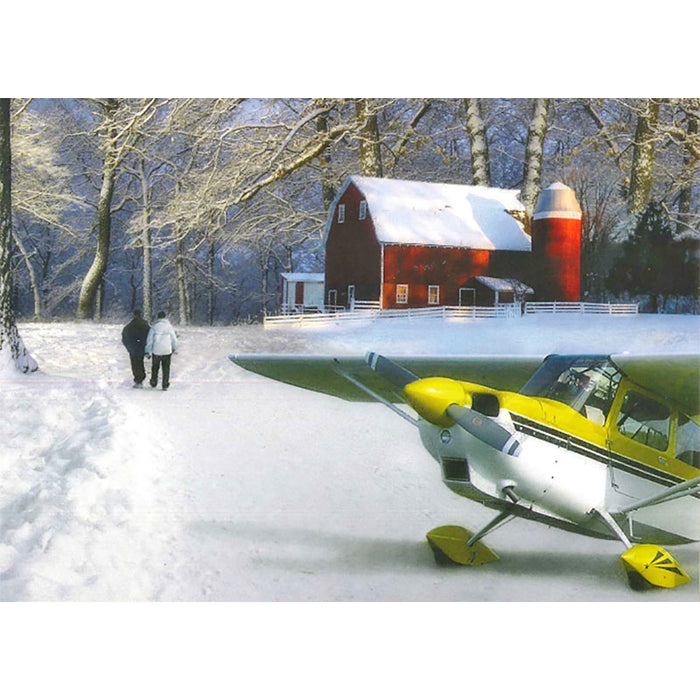 Yellow Citabria Country Winter Greeting Cards