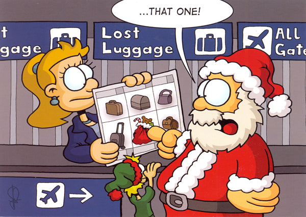 Santa AT Lost Luggage Christmas Cards 10 Pack