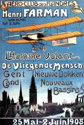 Postcard Henry Farman Flies THE Flying MAN