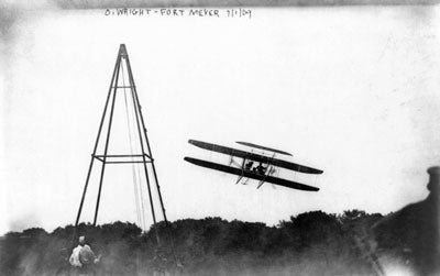 Postcard Wright IN Early Military Plane