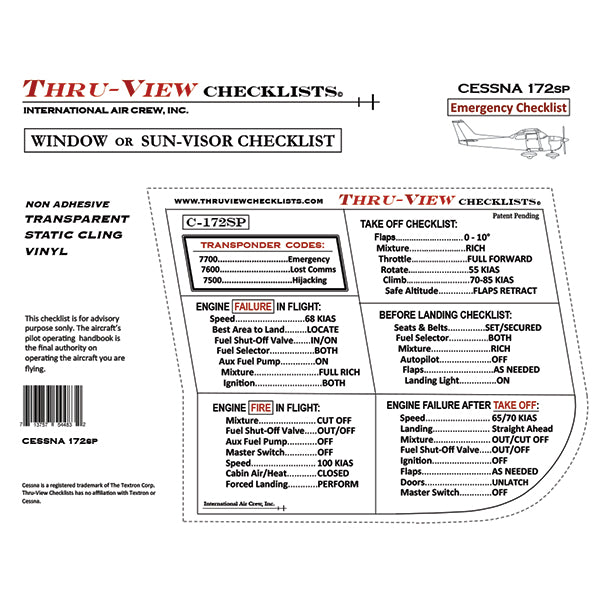 Thru-View Emergency Checklist - Cessna 172SP