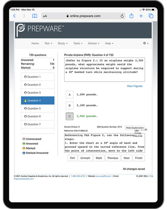 ASA Prepware 5 Practice Tests Digital Download