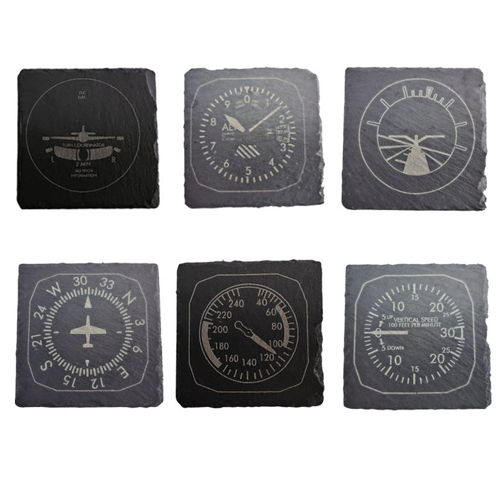 Aviation Instrument Slate Coaster (Set OF 6)