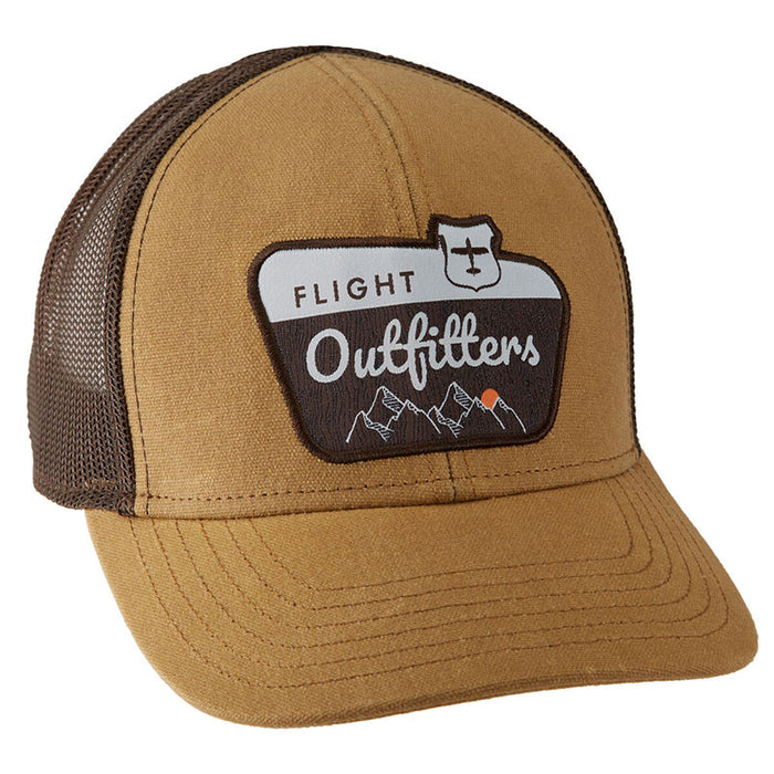 Flight Outfitters Pilots Peak Mesh Back HAT - Brown Waxed Fabric