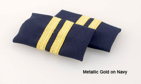 Premium Epaulets 2 Metallic Silver Stripes ON Black