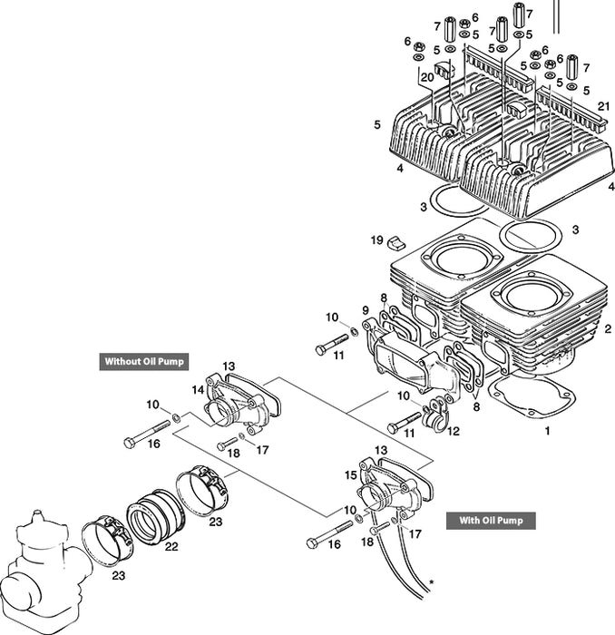 Rotax 867-462 Intake Cover Assy. OIL Inj.