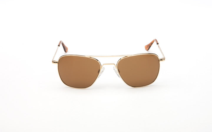 Randolph Aviator Sunglasses - 55MM Gold 23K Skull Temple TAN Polarized AR Lens