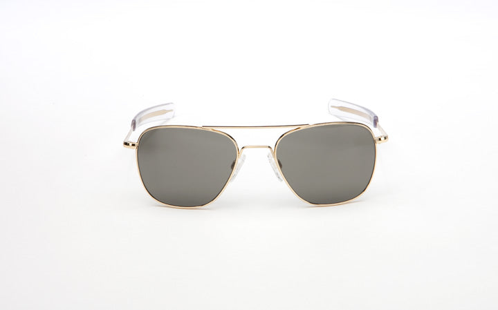 Randolph Aviator Sunglasses - 58MM Gold 23K Bayonet Temple Grey AR Lens