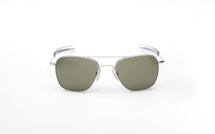 Randolph Aviator Sunglasses - 52MM Matte Chrome Bayonet Temple Grey AR Lens