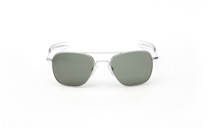 Randolph Aviator Sunglasses - 55MM Matte Chrome Bayonet Temple AGX Lens