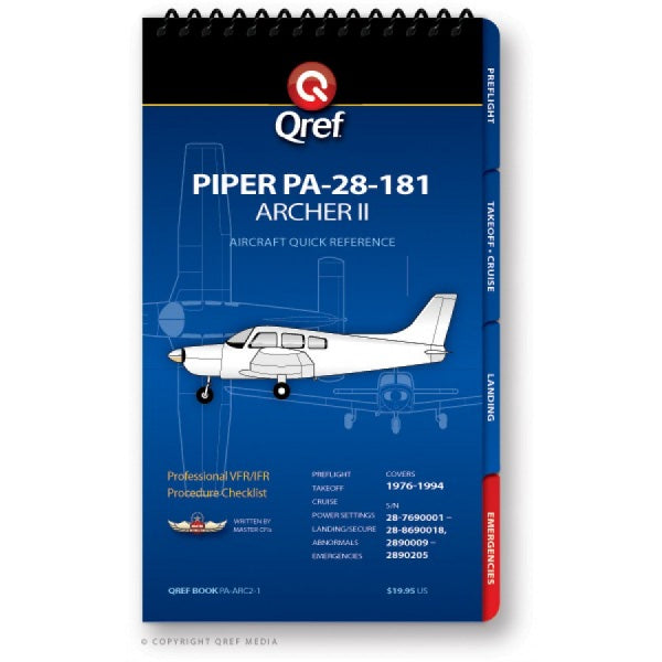 Piper Arrow 180 PA-28R-180 Qref Card